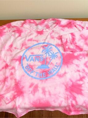 Vans Pink Tie-Dye Crewneck with Blue Logo